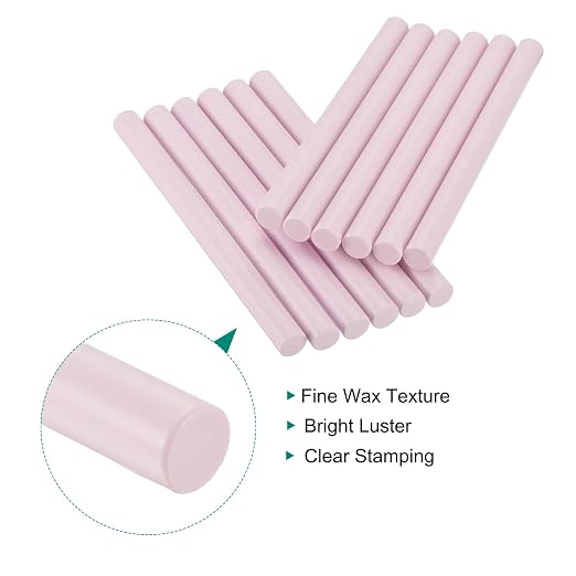 MECCANIXITY 12 Pcs Pure Pink Cylinder Sealing Wax Stick Glue Gun Wax Seal Rod