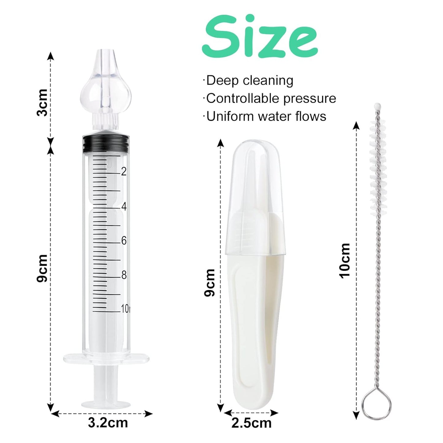 Baby Nasal Irrigator, 4PCS Nasal Syringe for Baby, Syringe Nasal Irrigator with Tweezers & Cleaning Brush, Baby Nasal Aspirator with Silicone Nasal Suction Tips Portable Baby Nasal Syringe