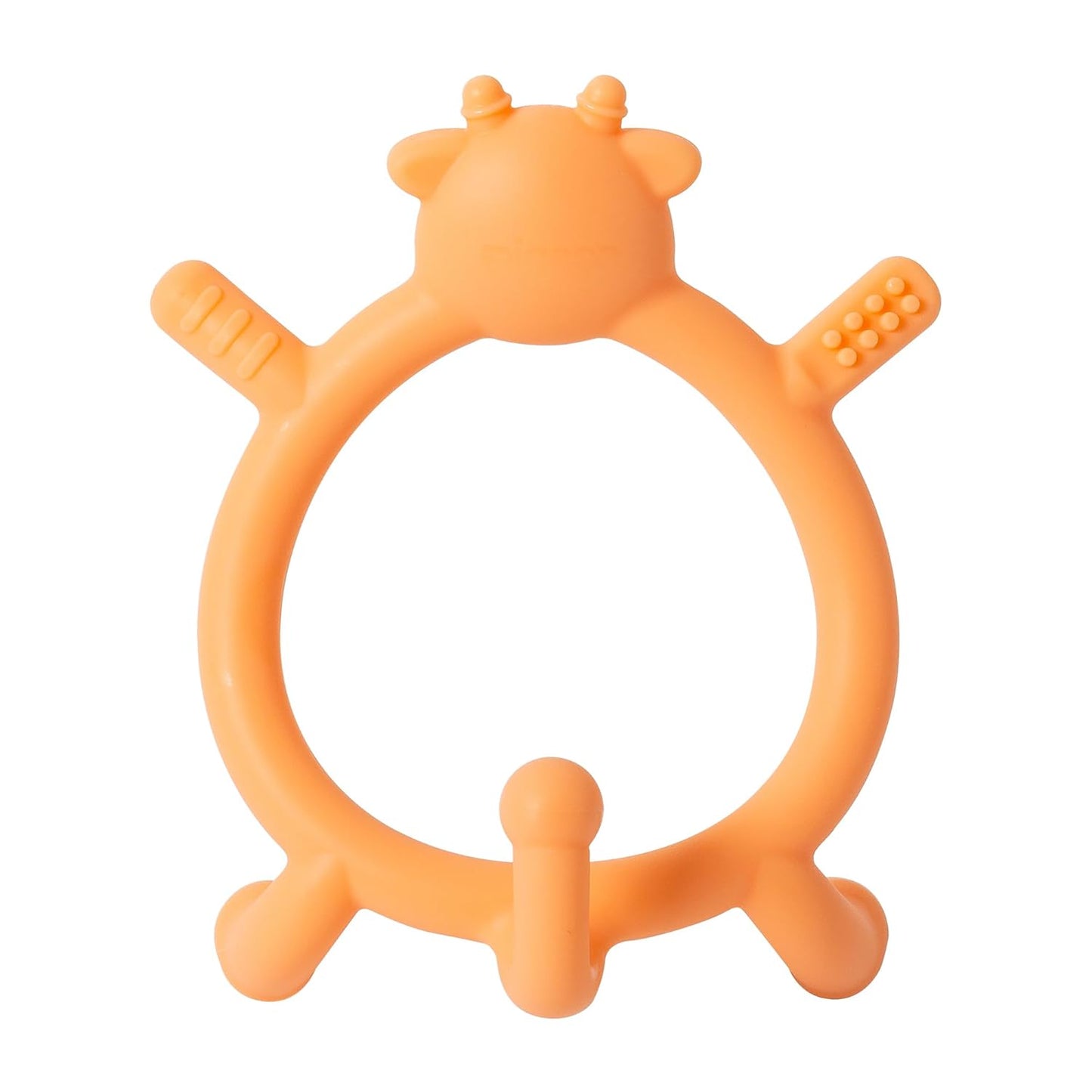Pigeon Silicone Baby Teether – Multi-Textured Teething Relief Toys, Lightweight & Easy to Grasp, 6+ Months (Orange Deer, 1 Count)