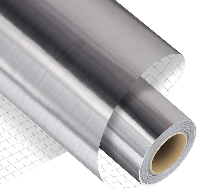 Brushed Silver Permanent Adhesive Vinyl Roll