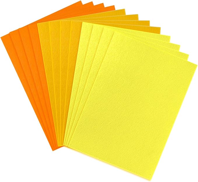12 PCS Felt Fabric Sheets Shades of Yellow, 7.87*11.8 inch A4 Stiff Felt Square