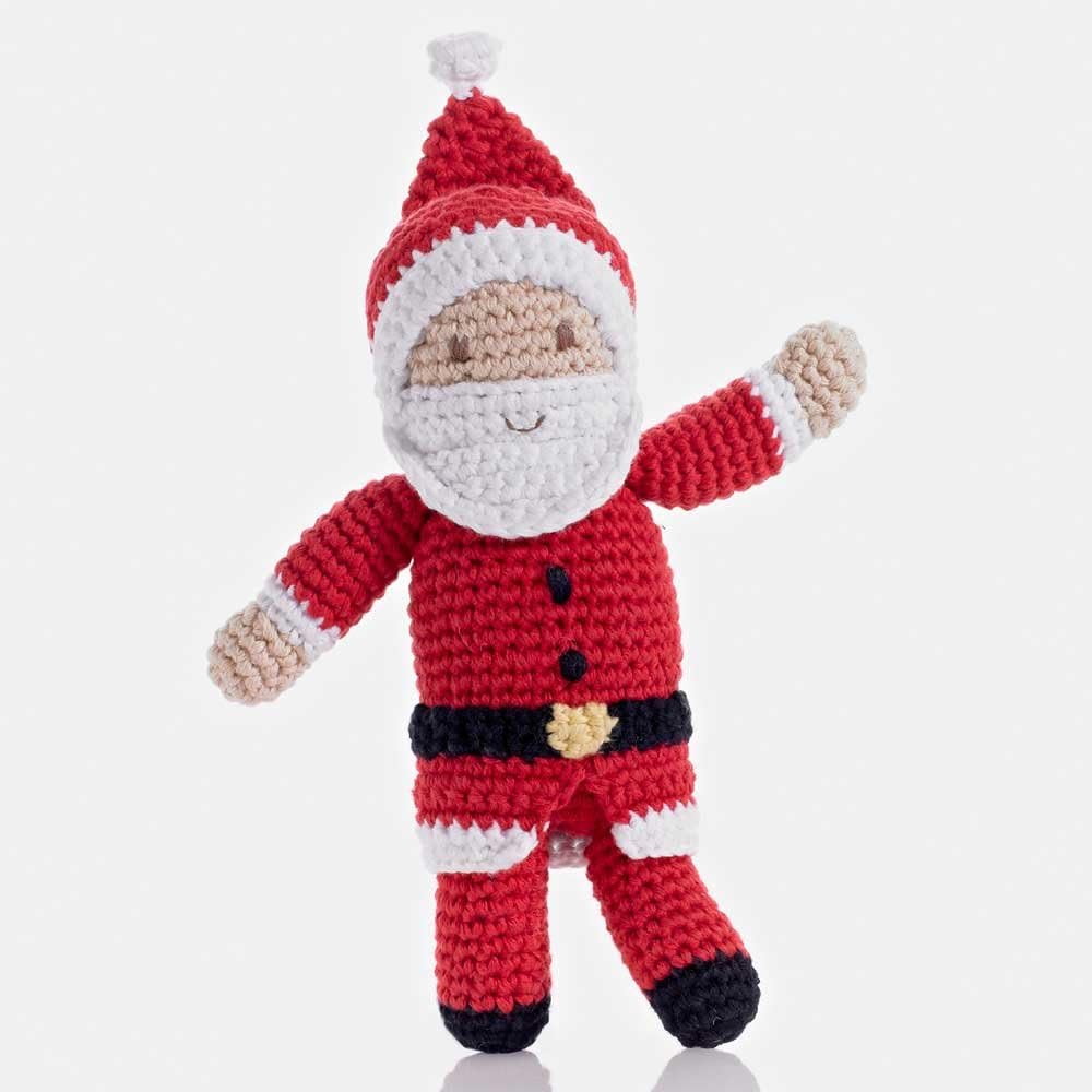Pebble | Handmade Santa Rattle - Red | Crochet | Fair Trade | Pretend | Imaginative Play | Christmas | Holiday | Machine Washable