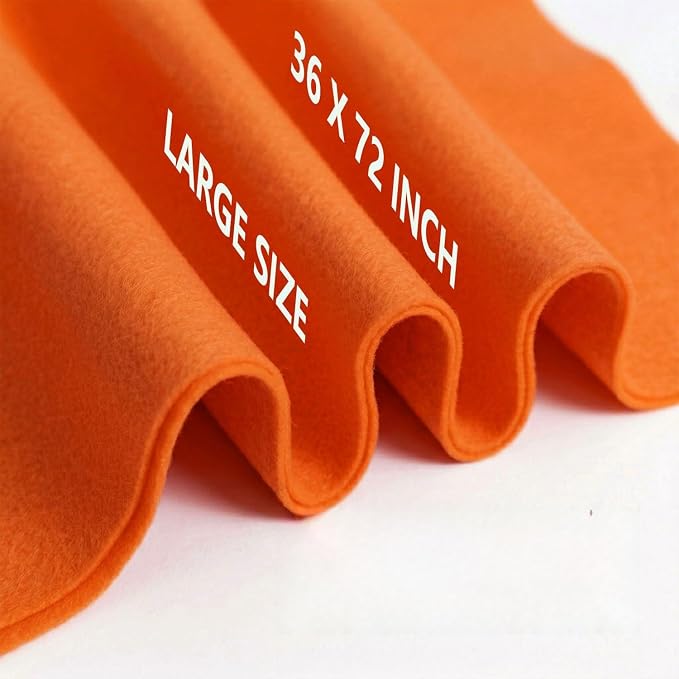Orange Felt Fabric 36" x 72" 1.6mm Thick Large Craft Sheet | Soft, Flexible Felt