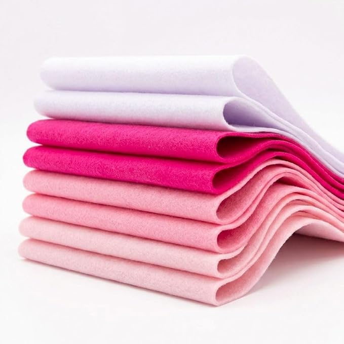 Pink Felt Fabric Sheet 8" X 36", 1.6mm Thick 8 Pack 4 Colors Assorted | Soft