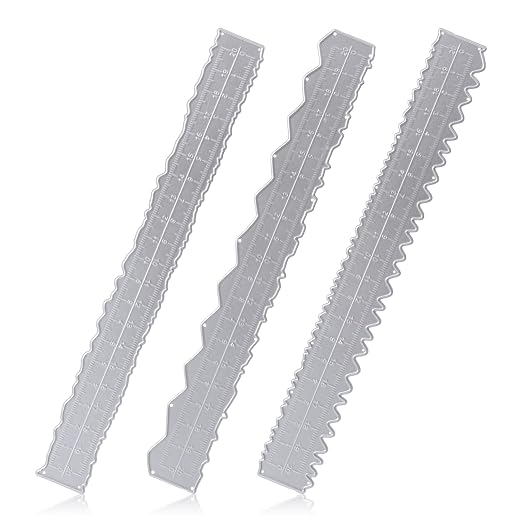 JJUNW 3 Pcs Deckle Edge Ruler Carbon Steel Metal Paper Tearing Ruler Craft Ruler