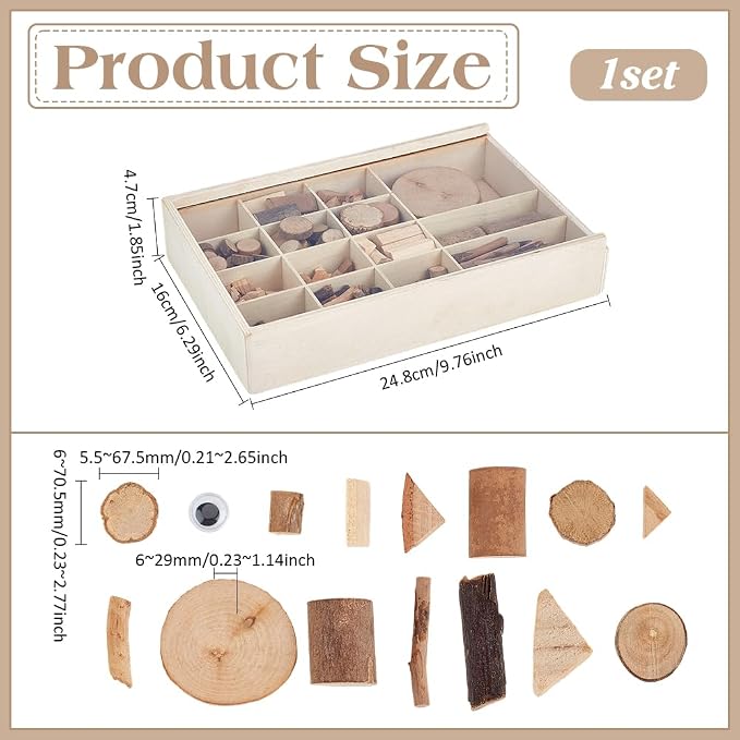 PH PandaHall Wooden Unfinished Craft Kits Natural Wood Slices Wooden Art Paint