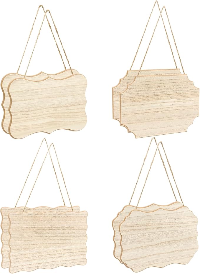 8 Pack Unfinished Wood Signs