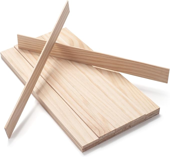 Wooden Dowels for Crafts, Wood Strips Trim Slats for Wall 1/8" × 1.5" × 15"