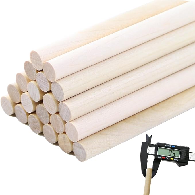 Yaliuliu 3/8 x 15 Wooden Dowel Rods 20PCS Round Wood Dowels