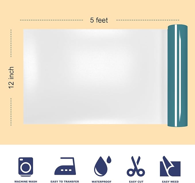 Puff Heat Transfer Vinyl, 12in X 5ft Iron on Vinyl | 3D Puff, Wash No Fade