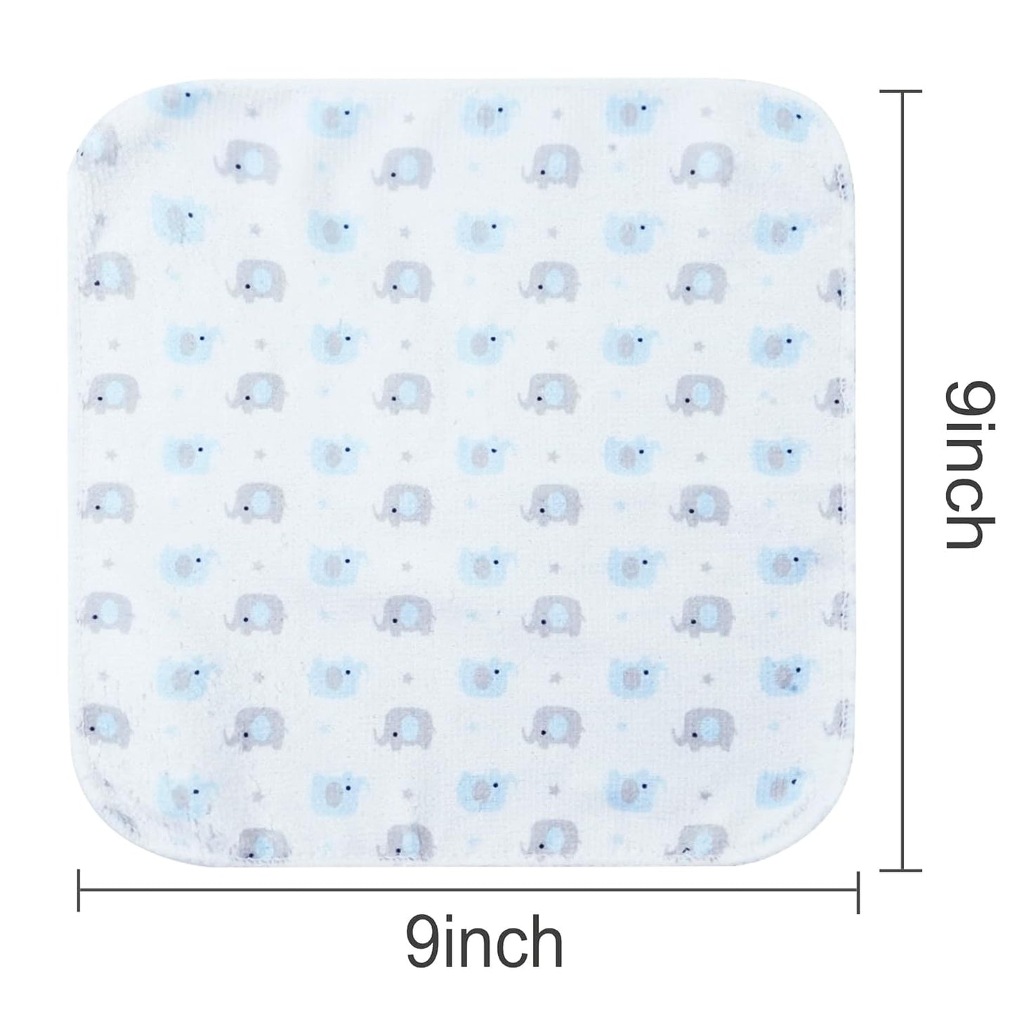 softan Baby Washcloths, 24Pack Baby Wash Cloths Extra Soft & Ultra Absorbent, Baby Towels and Washcloths Face Towels for Unisex Boys Girls Body, Washclothes Gentle on Sensitive Skin, 9x9 Blu Elephant
