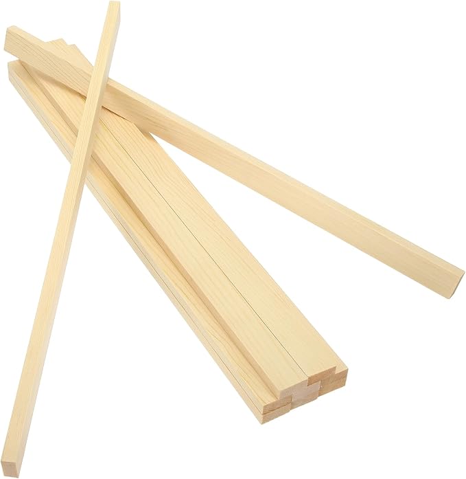 MECCANIXITY 10Pcs Wood Strips Slats, 9/32" x 7/8" x 16" Thin Wood Sticks Flat