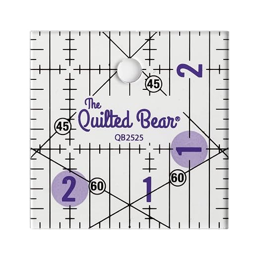 The Quilted Bear Square Quilting Ruler, Transparent Acrylic, 2.5" x 2.5" |