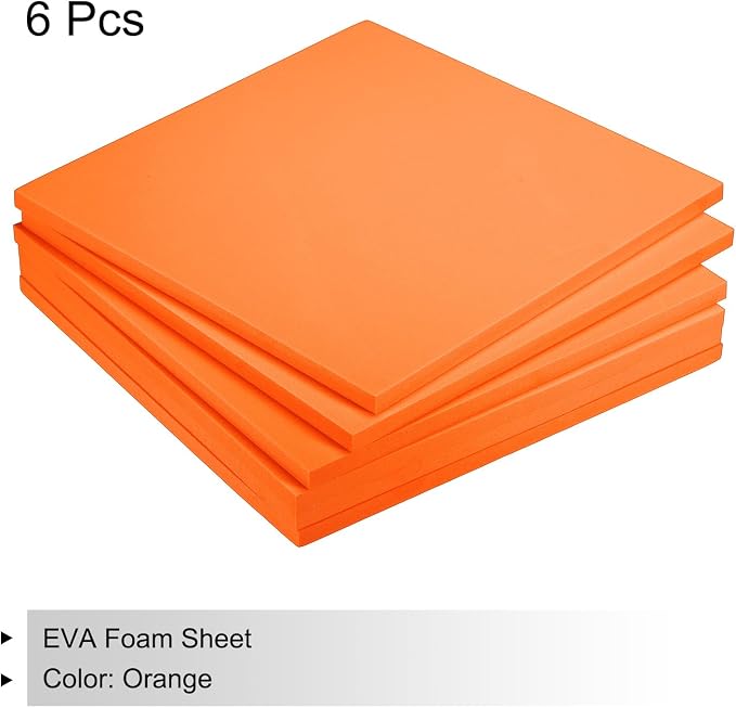 MECCANIXITY EVA Foam Sheets Orange 9.8 Inch x 9.8 Inch 10mm Thick Crafts Foam
