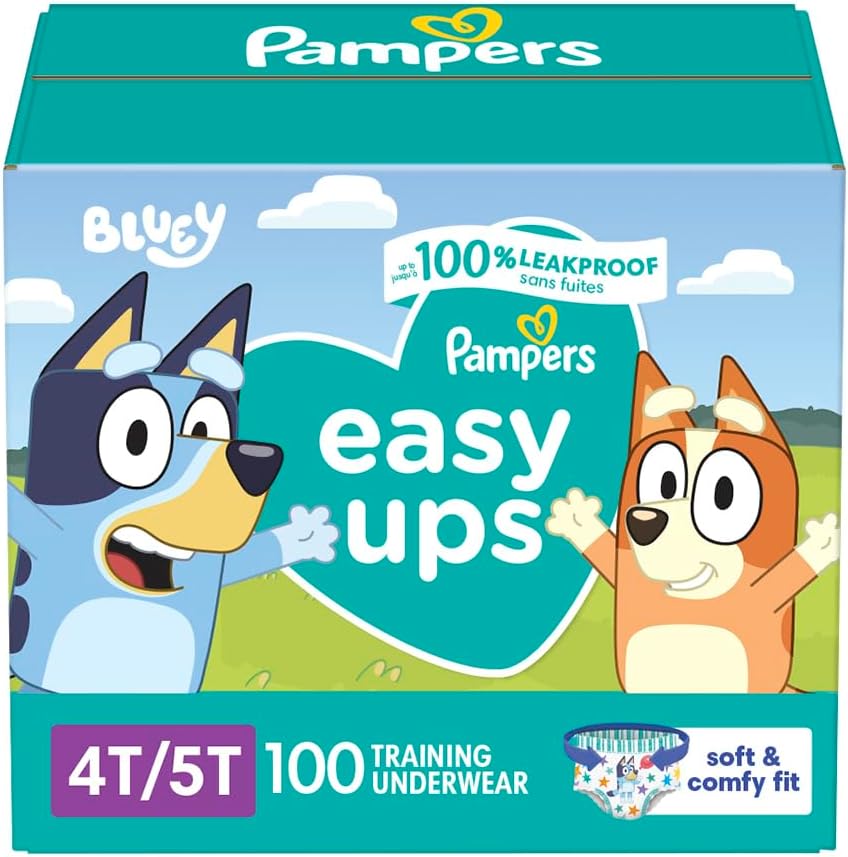 Pampers Training Pants - Easy Ups Boys & Girls Bluey - Size 4T-5T, 100 Count, Children's Potty Underwear (Packaging May Vary)