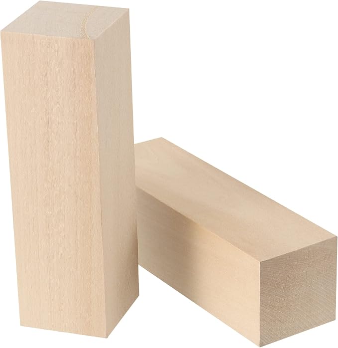 JAPCHET 12 Pieces 5 x 1-1/2 x 1-1/2 Inch Basswood Carving Blocks, Natural