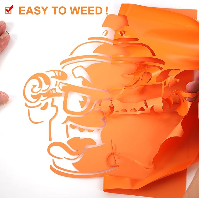 FUNKAKA Orange Heat Transfer Vinyl Rolls, Adhesive Glossy HTV Vinyl