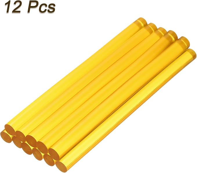 uxcell Mini Hot Glue Sticks for Glue Gun 7mm x 100mm Transparent Yellow 12pcs