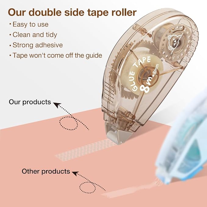 Double Sided Tape Roller, 8 Pack Adhesive Scrapbook Tape Runner