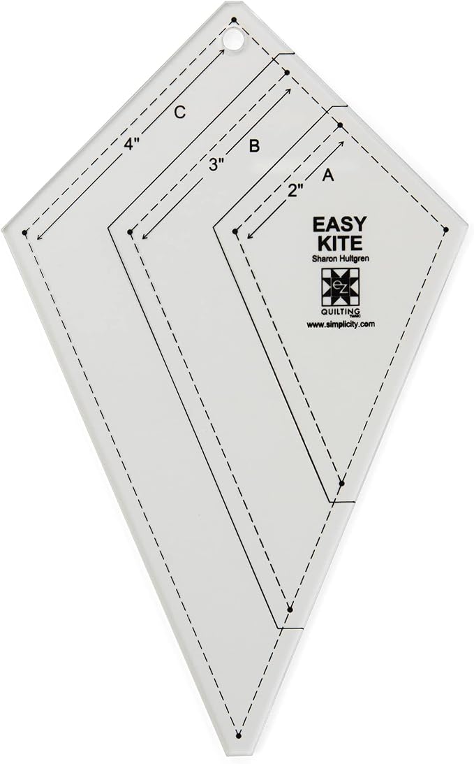EZ Quilting 8829477 Acrylic Kite Quilting Template Set, Sizes 2.75" x 4.75"