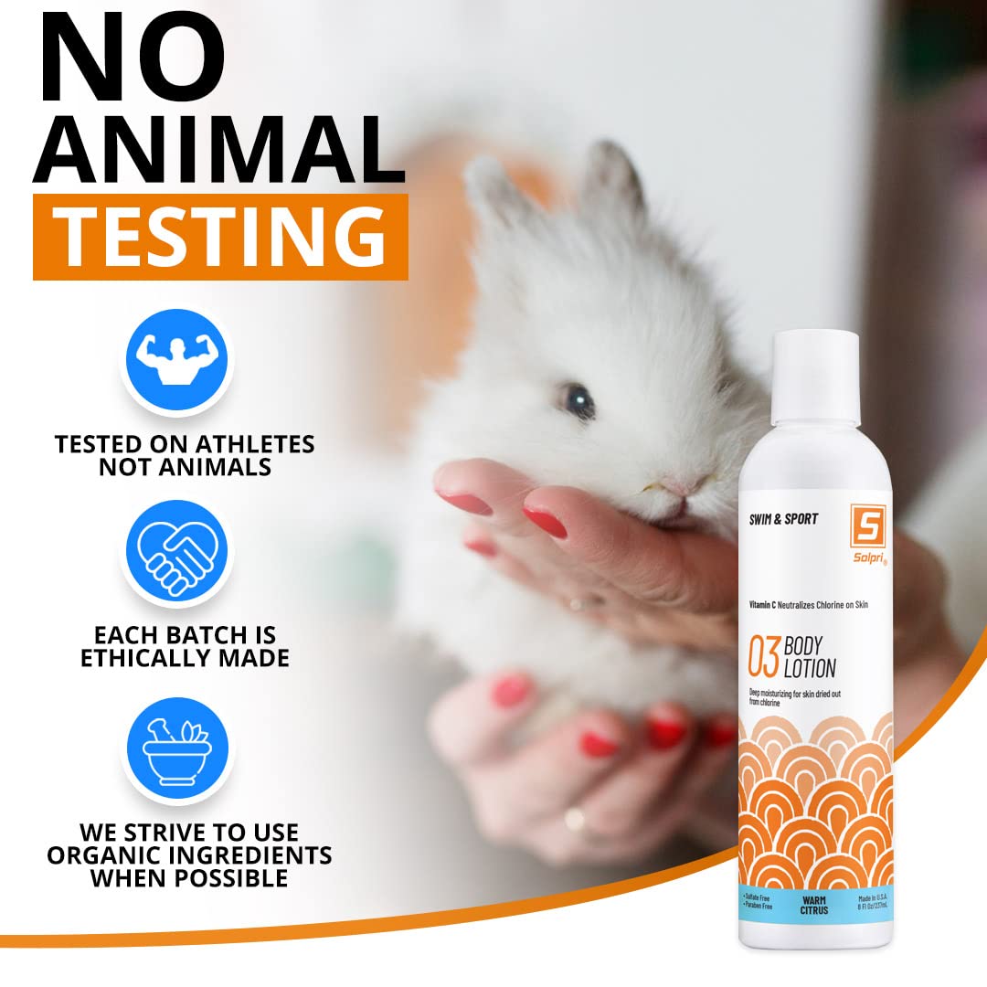 Pre and After Swim Lotion with Vitamin C 8 Fl Oz - Pre Swim Chlorine Skin Protection, Pre Swim Lotion for Chlorine (8 Fluid Ounce, Warm Citrus)