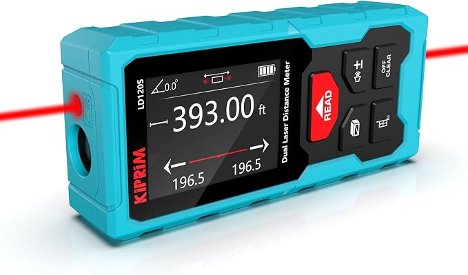 Kiprim 393ft Dual Laser Distance Measuring Tool LD120S, 120m Total Range