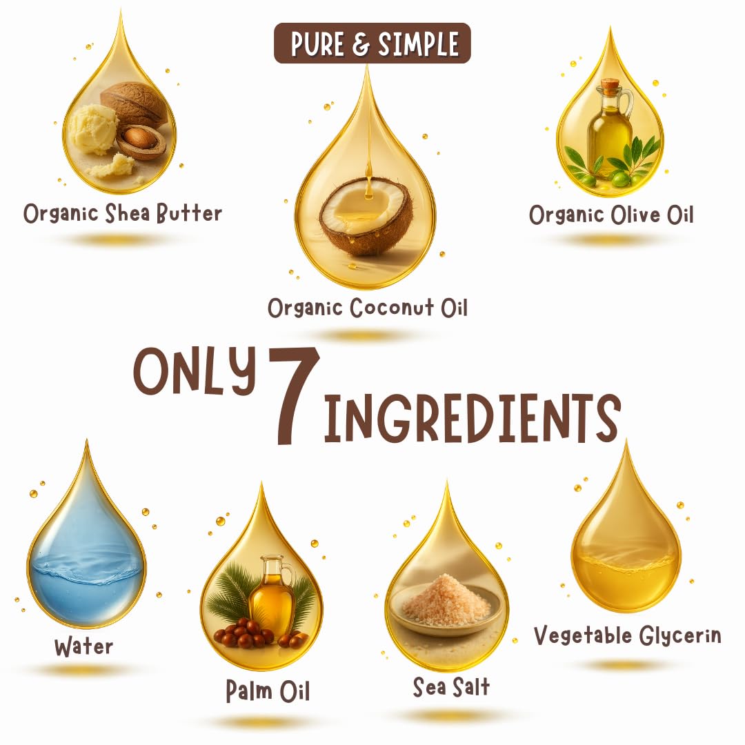 Unscented Baby Soap Bar for Sensitive Skin | Only 7 Ingredients | Gentle Face & Body Wash for Babies, Toddlers, Kids & Adults | Organic and Natural | 5 Bars