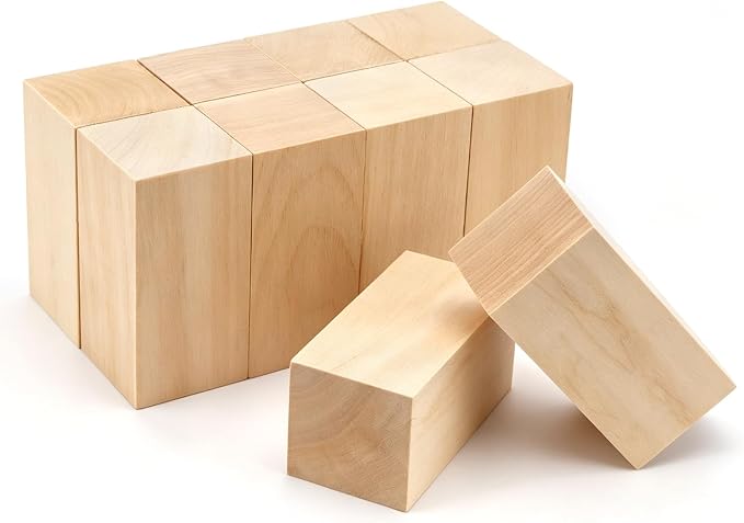 10 Pack Basswood Carving Blocks, Unfinished Wood Whittling Blocks