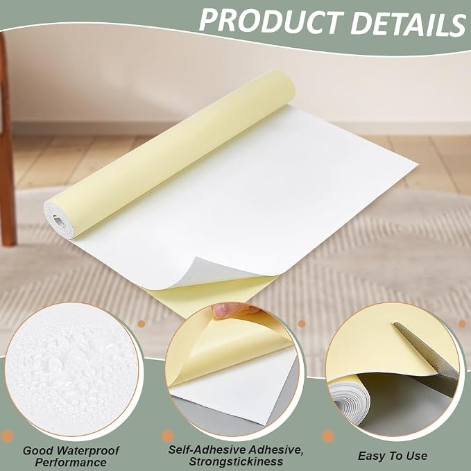 BENECREAT 78.7x15.7 Inch White Self-Adhesive EVA Foam Roll, 1mm Thick Sticky