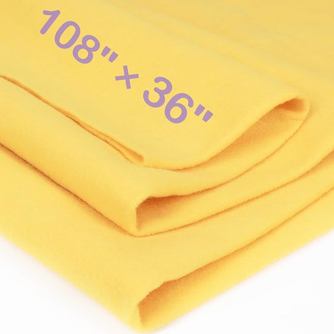 XSEINO Butter Yellow Large Felt Fabric 108" X 36 ", 1.4 mm Thick Soft Felt