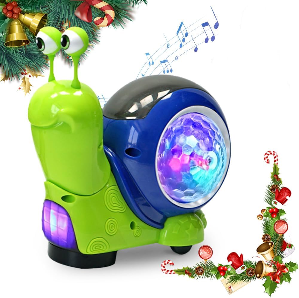 Glowing and Music Playing Crawling Snail, 2026 New Auto Moving Interactive Snail for Pet Play Dancing Musical (Green)