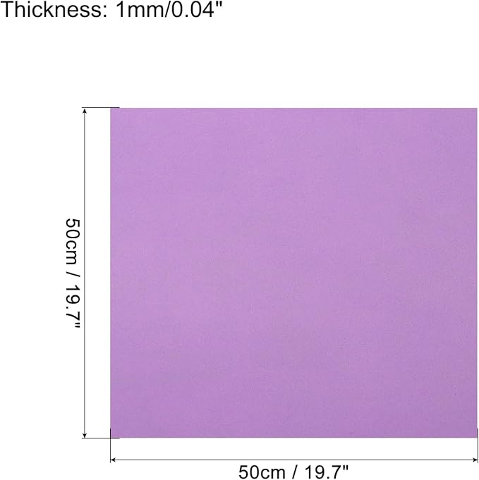 MECCANIXITY EVA Foam Sheets Light Purple 19.7 Inch x 19.7 Inch 1mm Thick Crafts