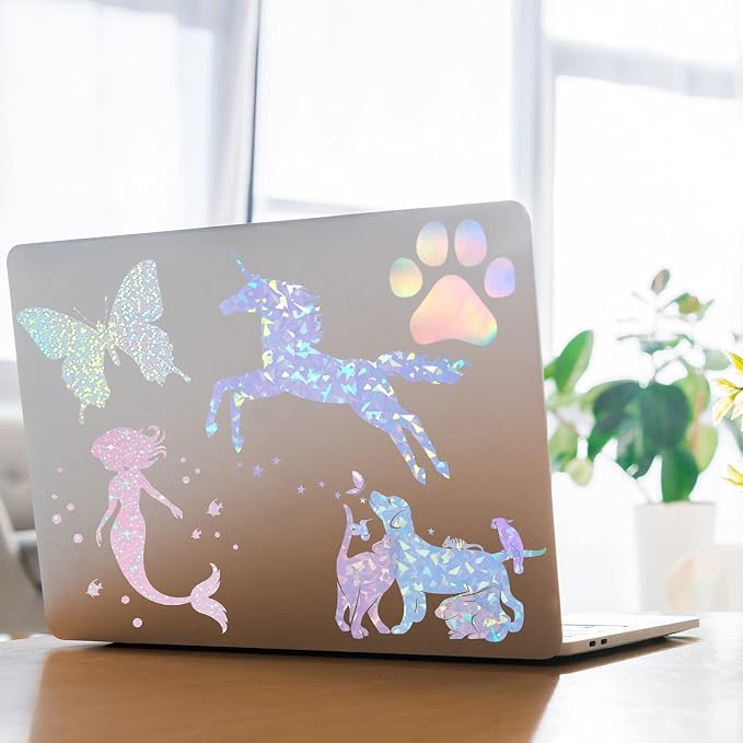 Clabby 36 Sheets Holographic Sticker Paper A4 Vinyl Holographic Laminate Sheets