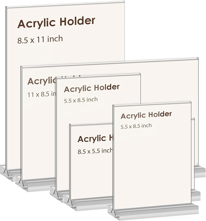 newnewshow Acrylic Sign Holder 11x8.5 Inch 3 Pack Horizontal T Shape