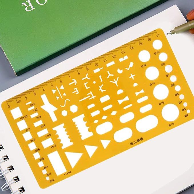 Utoolmart Drafting Templates Geometric Drawing Template Measuring Ruler Yellow