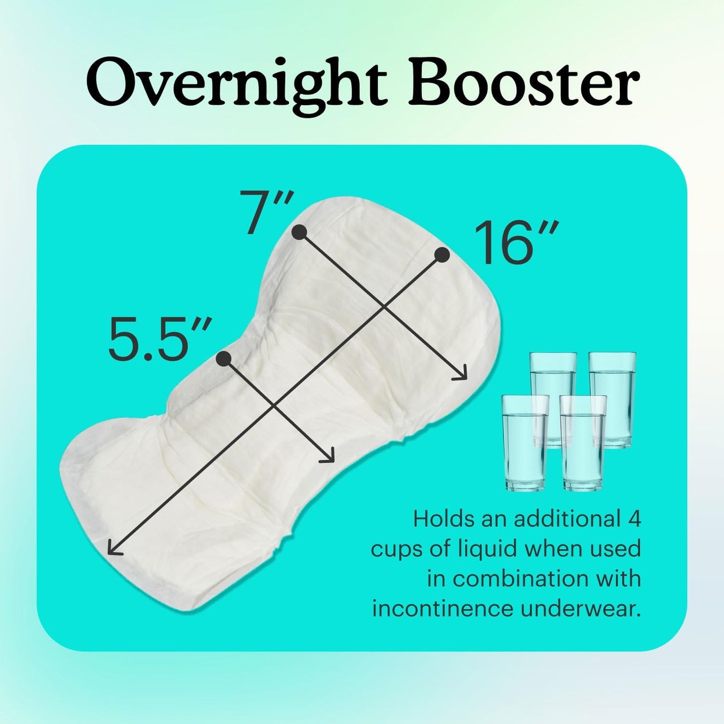 Because Overnight Booster Pads Fit All Adult Diapers, Helps Keep Your Adult Diaper Active All Night, Adds 4 Cups to Incontinence Underwear, Extra Absorbency, 88 Count