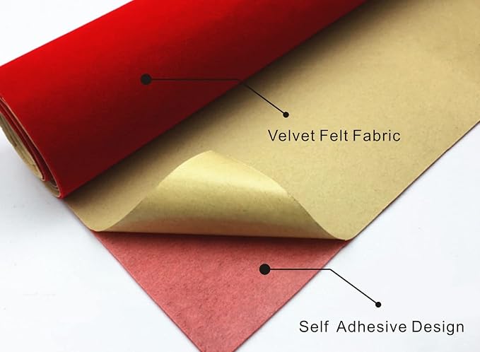 Red Self Adhesive Velvet Fabric Sticky Felt Sheets