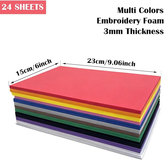 BLOSSIONA 24pcs 3mm Embroidery Foam