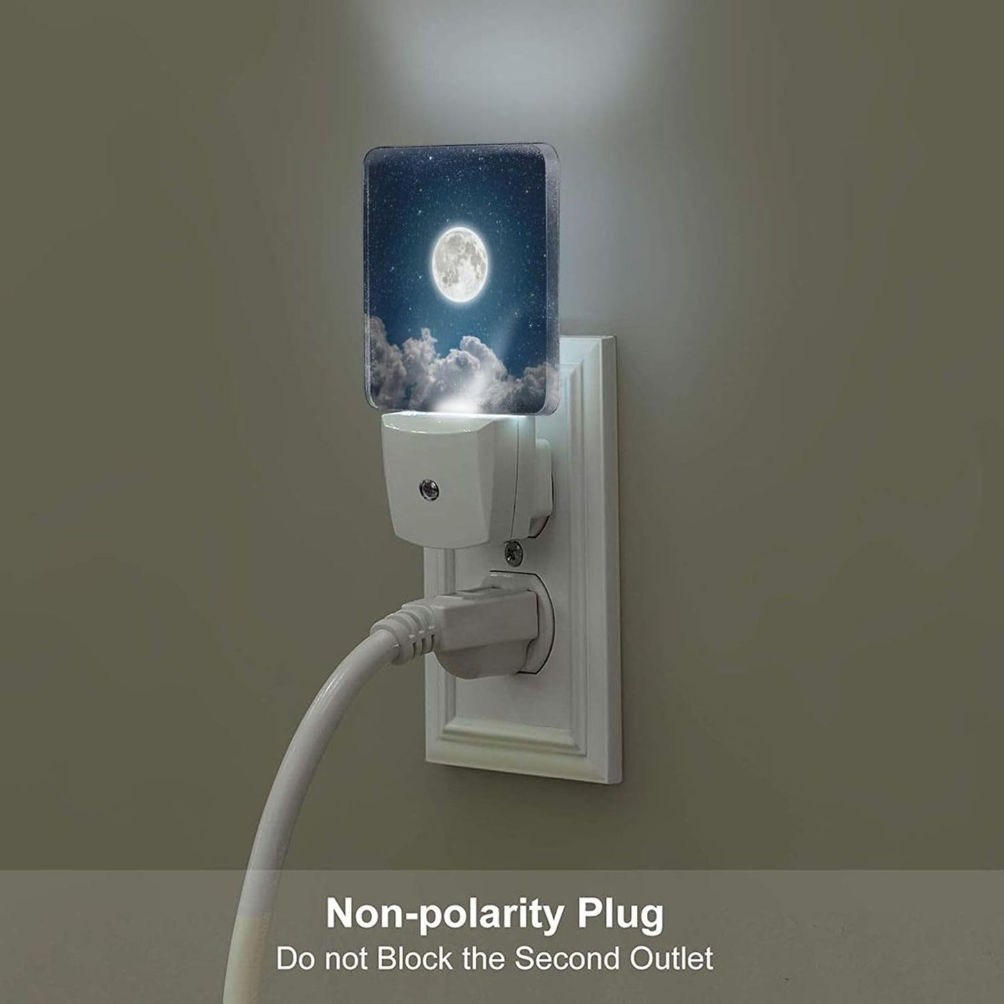 Starry Sky and Moon Night Light,Plug Into Wall Decor for Stairway,Hallway,Kitchen,Dusk to Dawn Sensor Nightlights for Boys/Girls/Women/Men Room Gifts