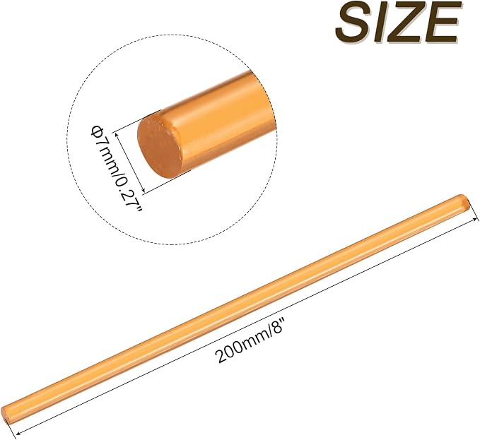 uxcell Mini Hot Glue Sticks for Glue Gun 7mm x 200mm Transparent Orange 12pcs