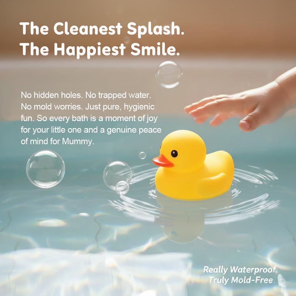 3.4 Inch 20 Pcs Kalafona Rubber Bathtub Duck/Duckie Waterproof No 'Bebe' No Hole Funny Bath Swimming Pool Toy Without Hole for Kids Birthday Party Favor Home Decor