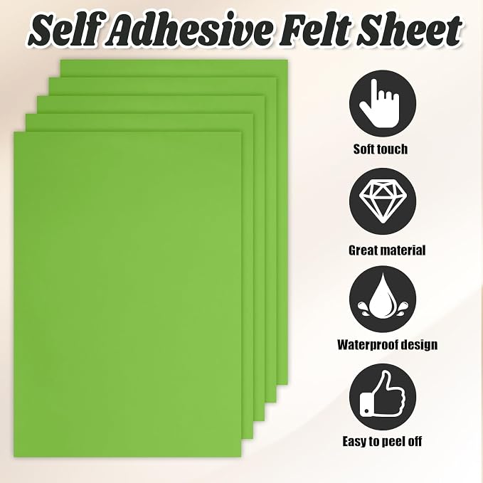 Biaungdo 6 Pcs 8 x 12 Inch Felt Fabric Sheets, Sage Green Square Felt Sheet |