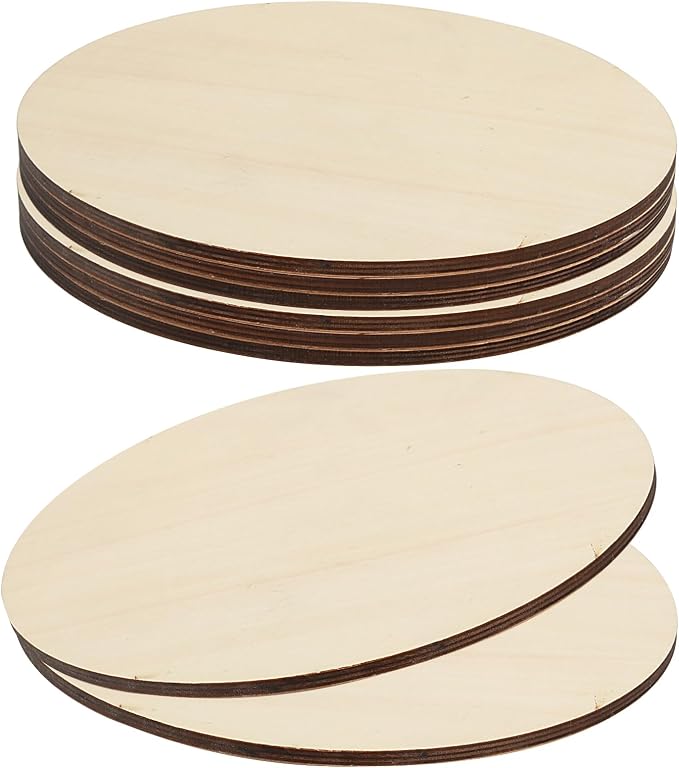 SHEUTSAN 8 PCS 10 Inch Round Basswood Circles, 1/4 Inch Thick Unfinished Wood