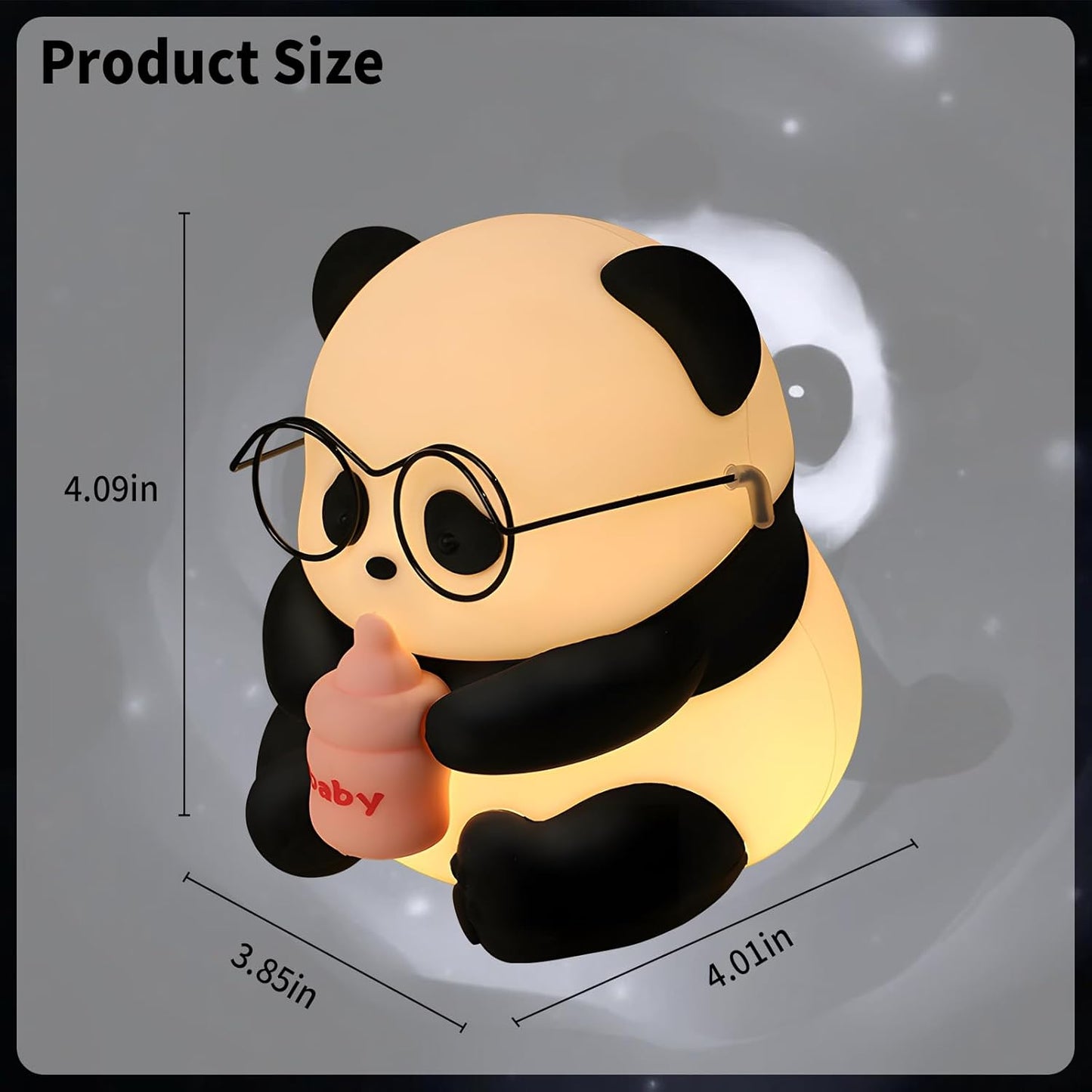 Cute Panda Night Light, LED Novelty Animal Night Lamp, 3 Level Dimmable Nursery Nightlight Gift for Breastfeeding Toddler Baby Kids, Food Grade Silicone Cute Stuff forRoom Decor