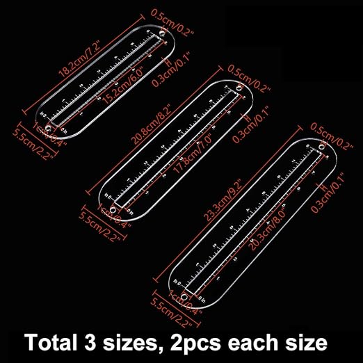 PH PandaHall 6pcs 3 Sizes Zipper Making Templates