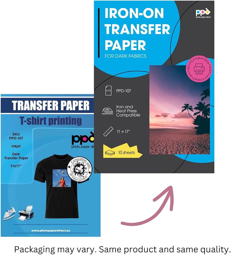 PPD 10 Sheets 11x17" Iron-on Heat Transfer Paper Dark Fabrics Inkjet | Vibrant
