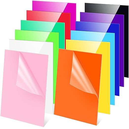 Remerry 12 Pcs 16 x 12 Inch Colored Acrylic Sheets, 12 Colors Opaque Panels