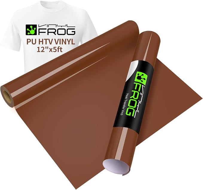 VINYL FROG Chocolate Heat Transfer Vinyl Roll 12" x5ft Matte HTV Vinyl |