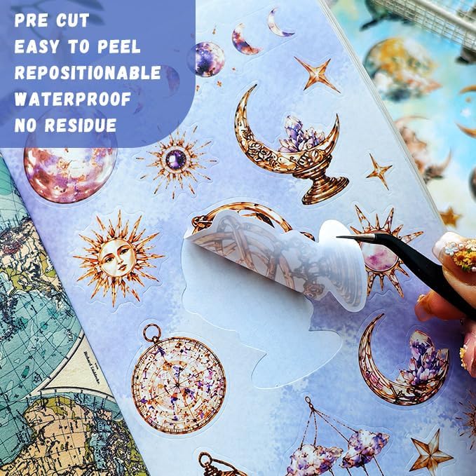 Vintage Astrology Sticker Book & Scrapbook Paper Pad, 40 Inner Pages