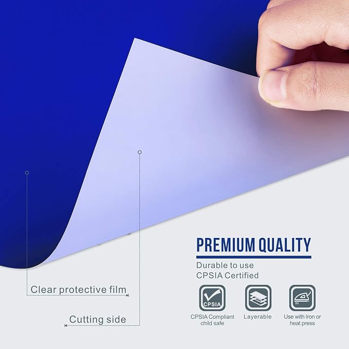 12" x 12ft Heat Transfer Vinyl Rolls, PU HTV Vinyl Blue